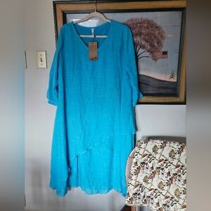 Aria Blue Layered Dress Sz 1X Nwt asymmetrical hem